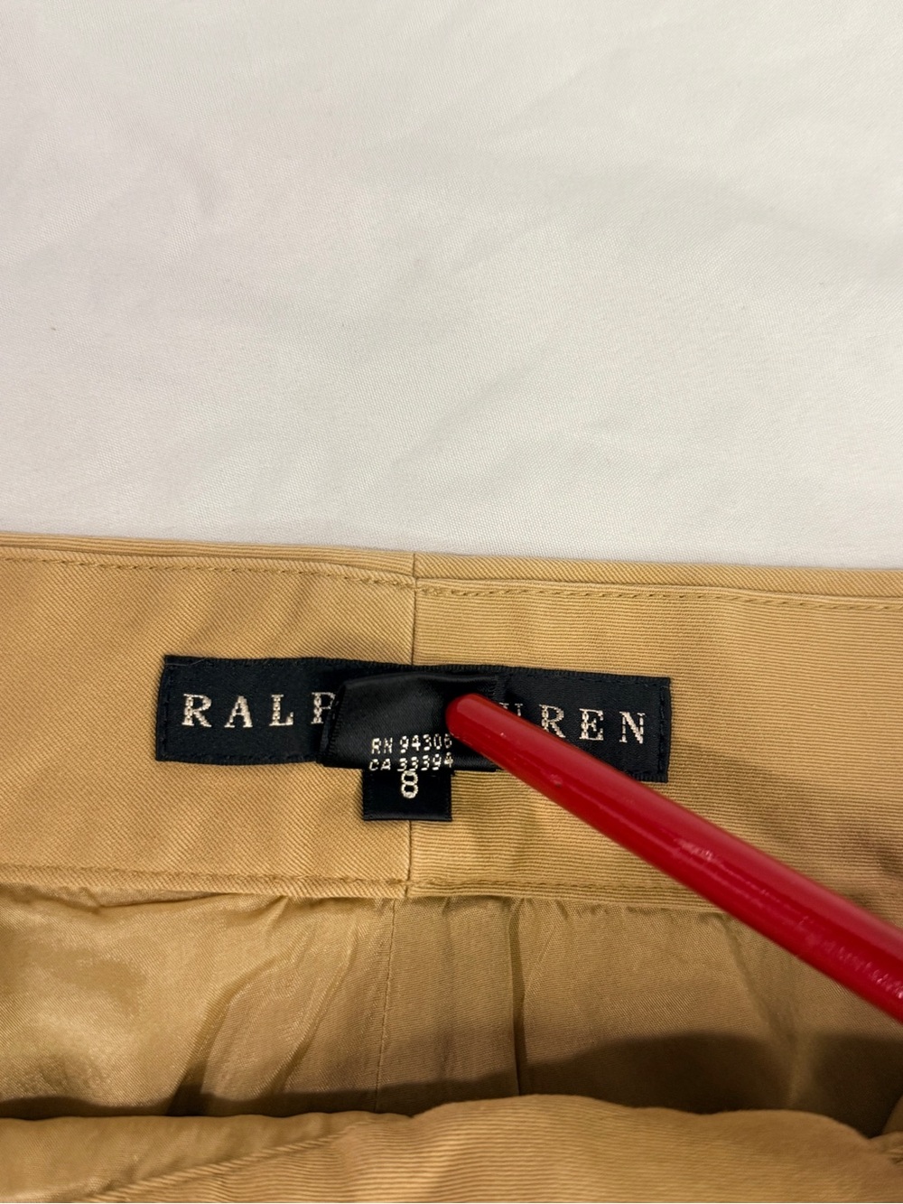 Ralph Lauren Black Label Women’s Khaki Button-Accent Pencil Skirt Size 8 - Picture 3 of 11